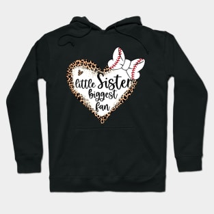 Baseball Little Sister Biggest Fan   Sister Baseball Heart Hoodie